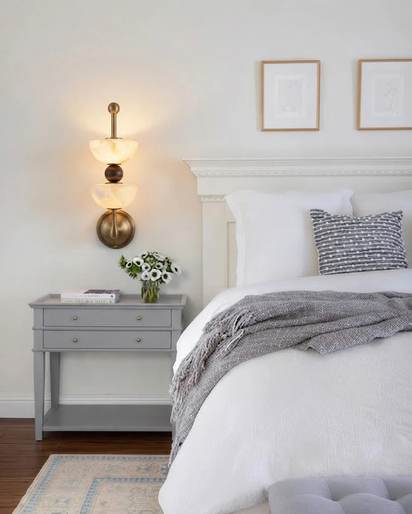 Modern Art Glass Wall Sconce in Master Bedroom Setting