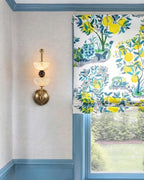 Modern Dual Alabaster Bowl and Wood Sphere Wall Sconce in Bright Interior