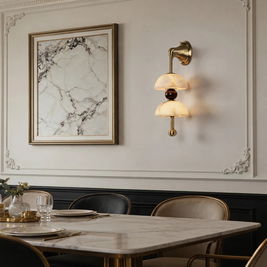 Modern Art Glass Wall Sconce in Dining Room Setting