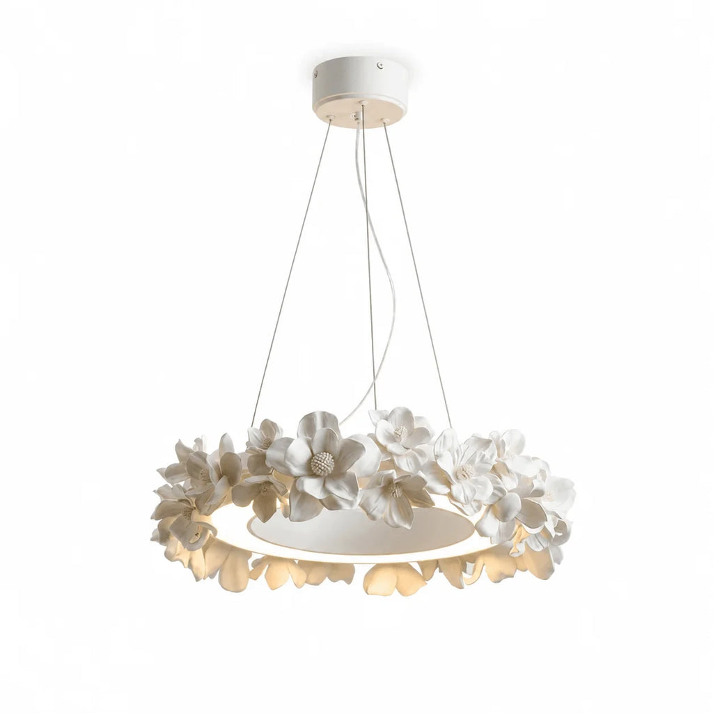 Illuminated Modern Floral Ring Chandelier Studio Display
