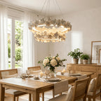 Modern Floral Art Glass Chandelier in Dining Room Interior