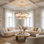 Modern Floral Ring Art Glass Chandelier in Open Plan Living Area