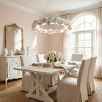Modern Floral Ring Art Glass Chandelier Over Dining Table