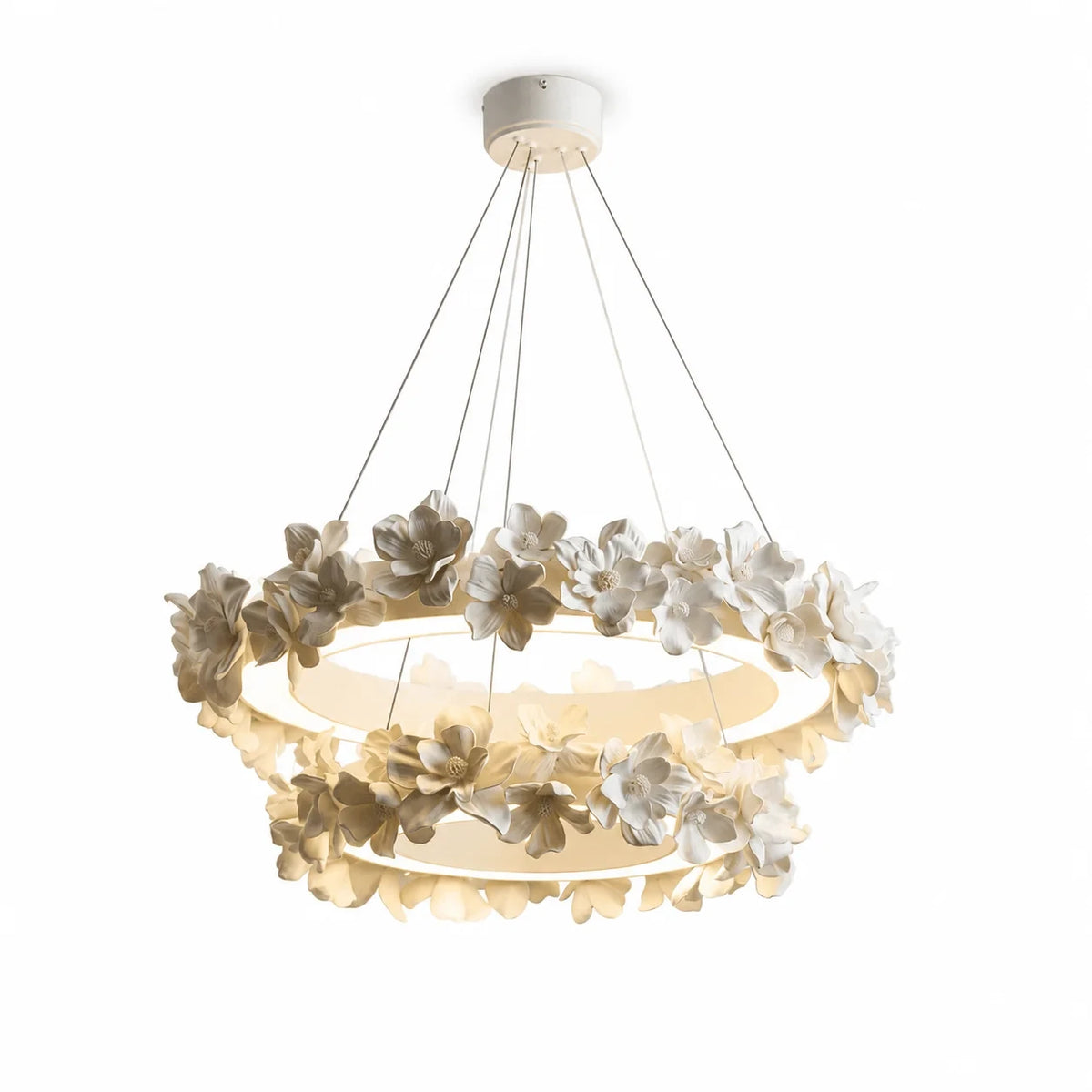 Modern Floral Ring Art Glass Chandelier Studio Display