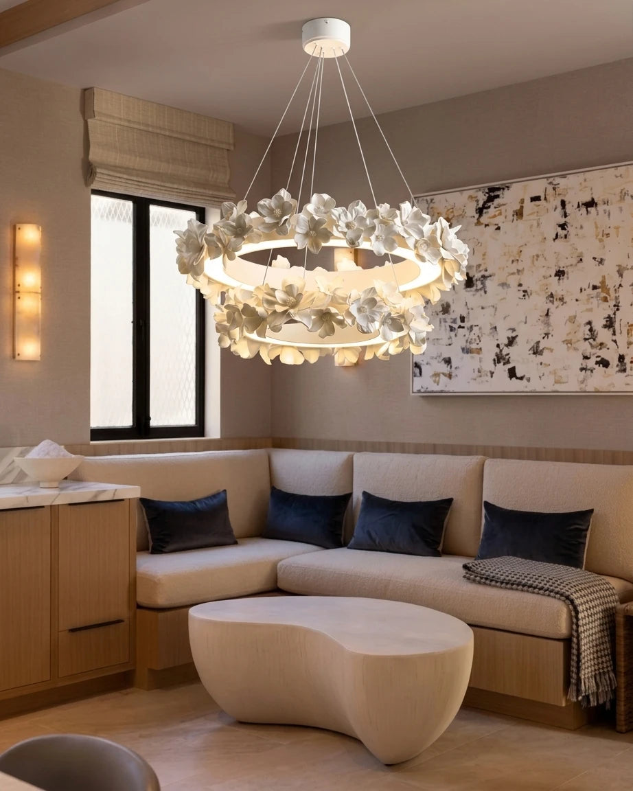 Modern Floral Ring Chandelier in Contemporary Living Space