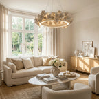 Modern Floral Ring Art Glass Chandelier in Living Room