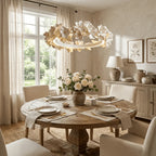 Modern Floral Ring Chandelier Over Round Dining Table