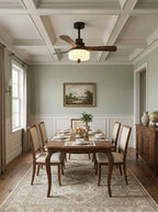 Modern Pumpkin Light Ceiling Fan in Bright Dining Setting