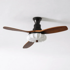 Side View of Modern Pumpkin Light Ceiling Fan Studio Shot