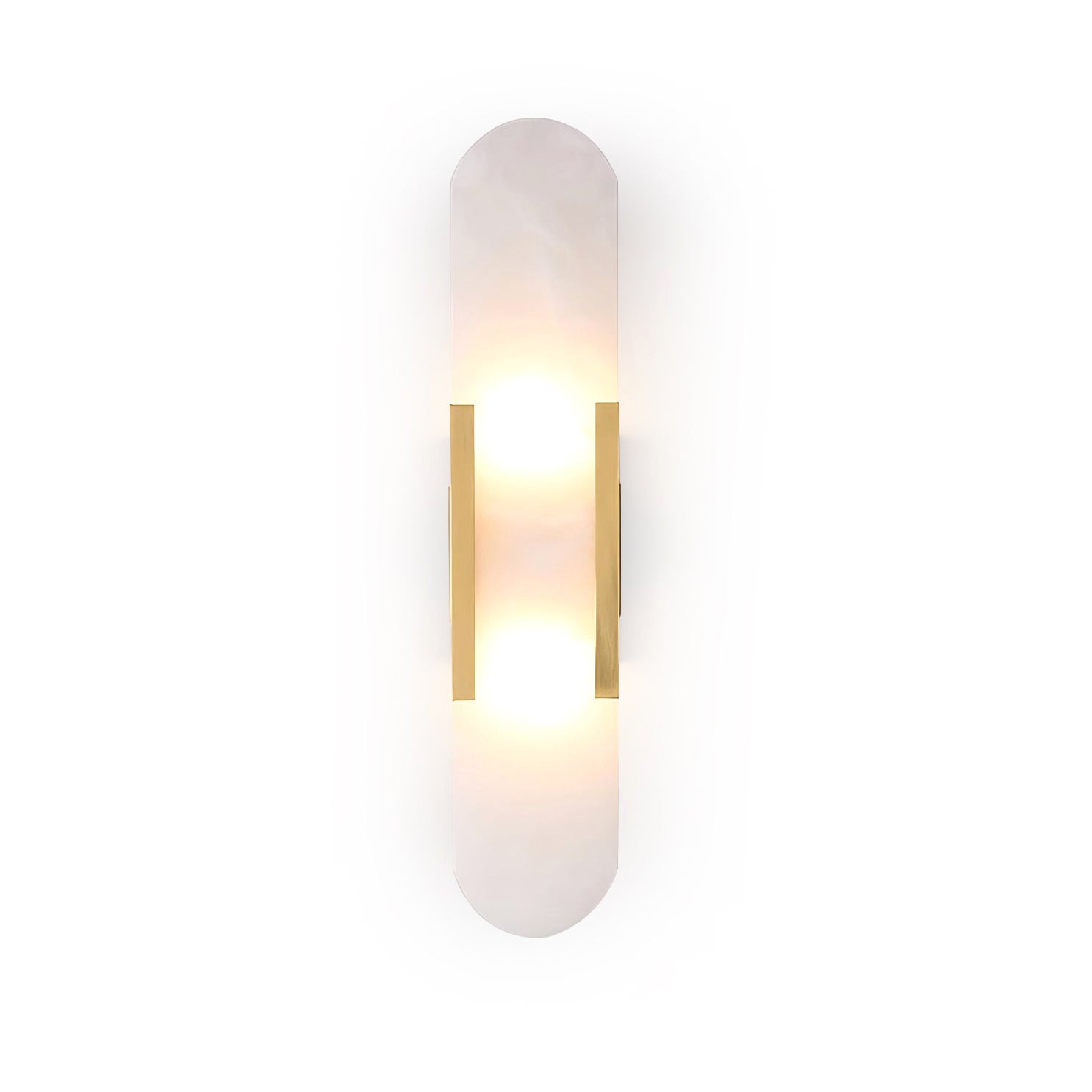 Elongated Alabaster Brass Sconce
