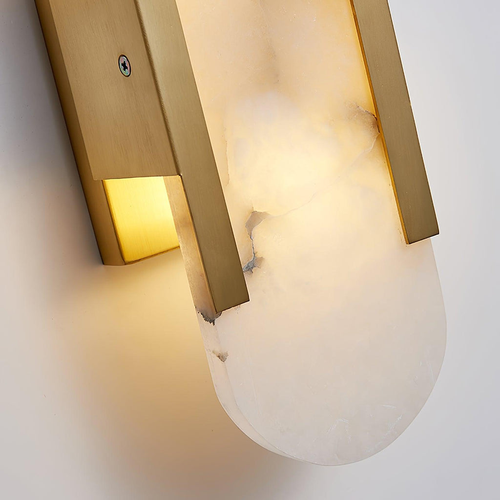 Elongated Alabaster Brass Sconce