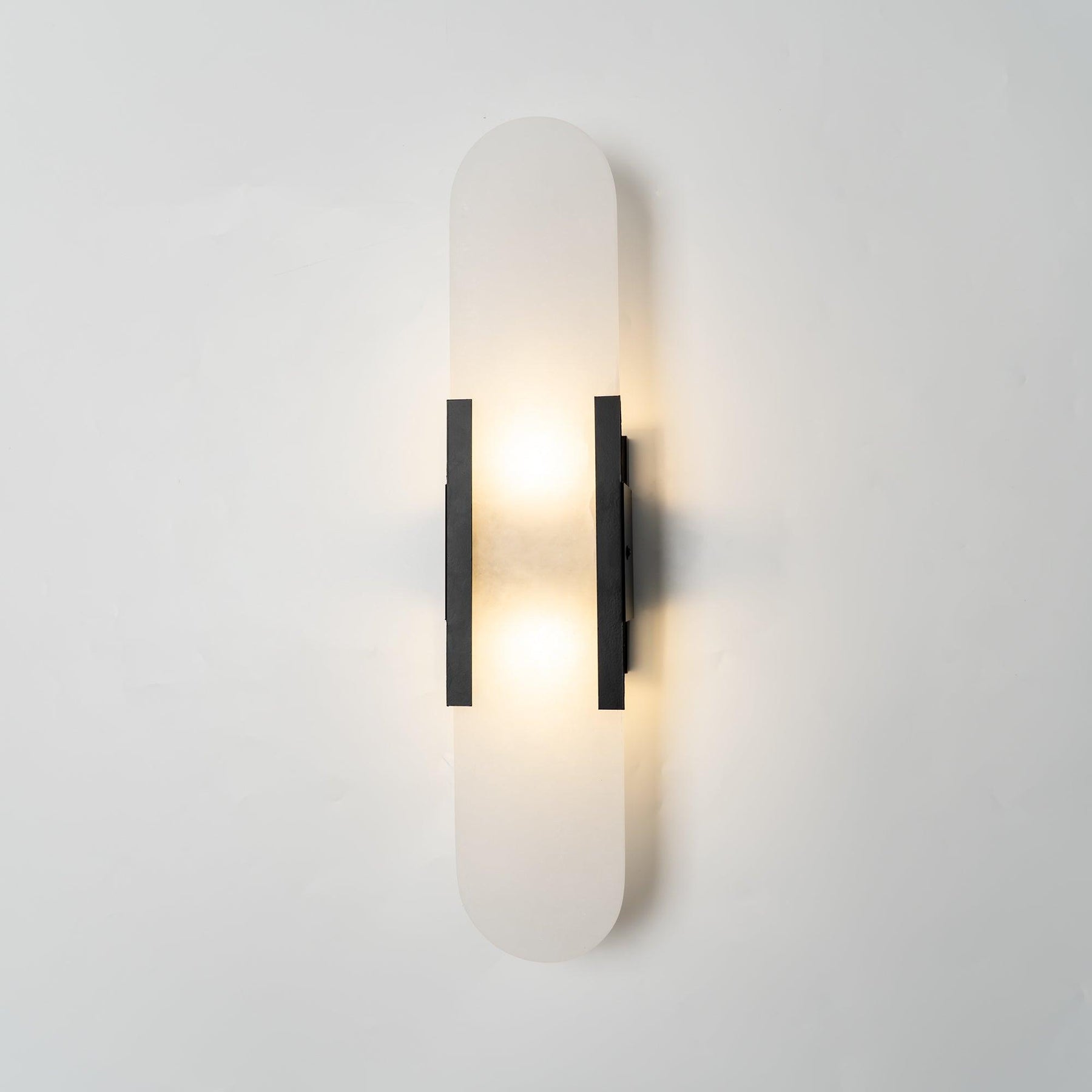 Elongated Alabaster Brass Sconce