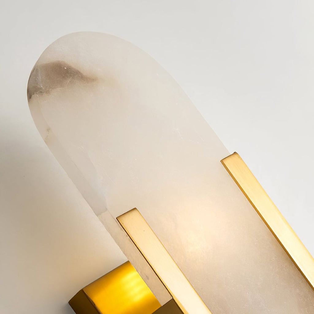 Elongated Alabaster Brass Sconce