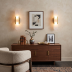 Elongated Alabaster Brass Sconce