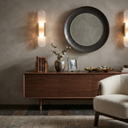 Elongated Alabaster Brass Sconce