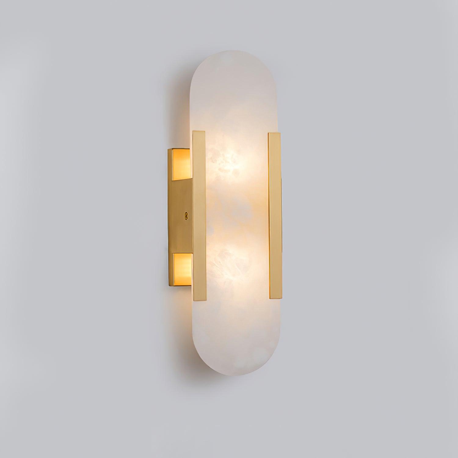 Elongated Alabaster Brass Sconce