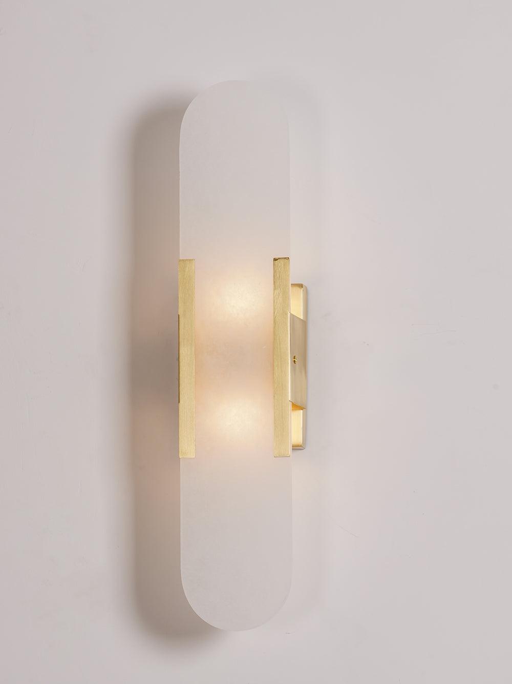 Elongated Alabaster Brass Sconce