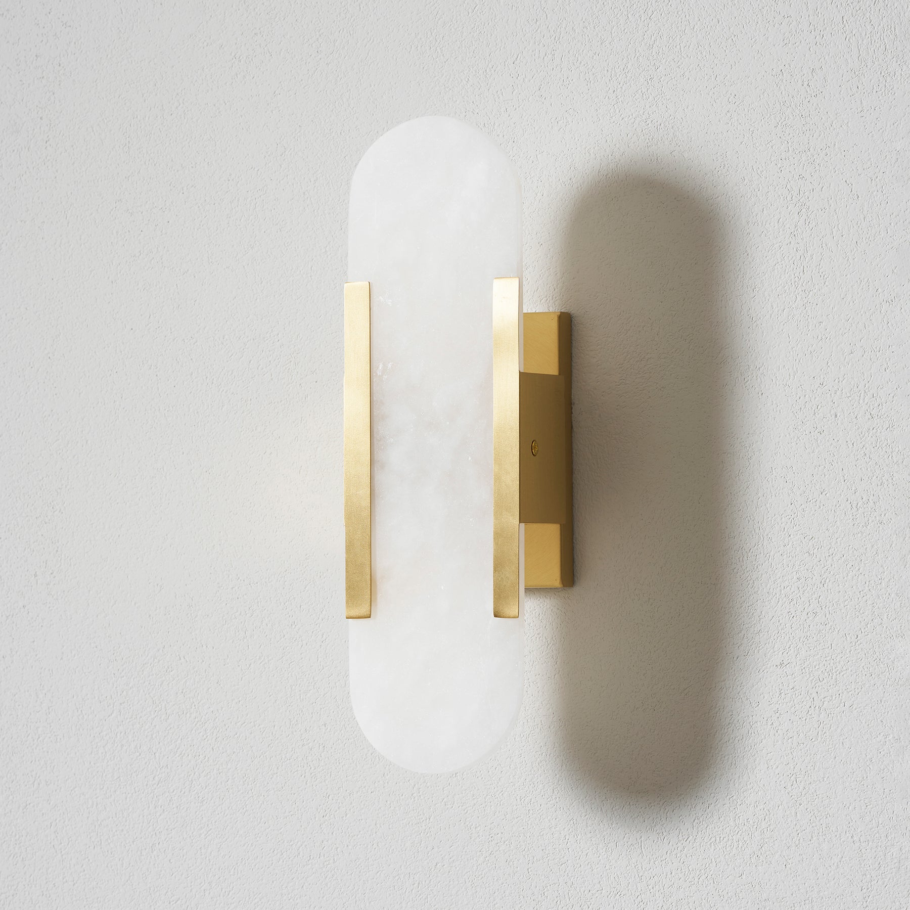 Elongated Alabaster Brass Sconce