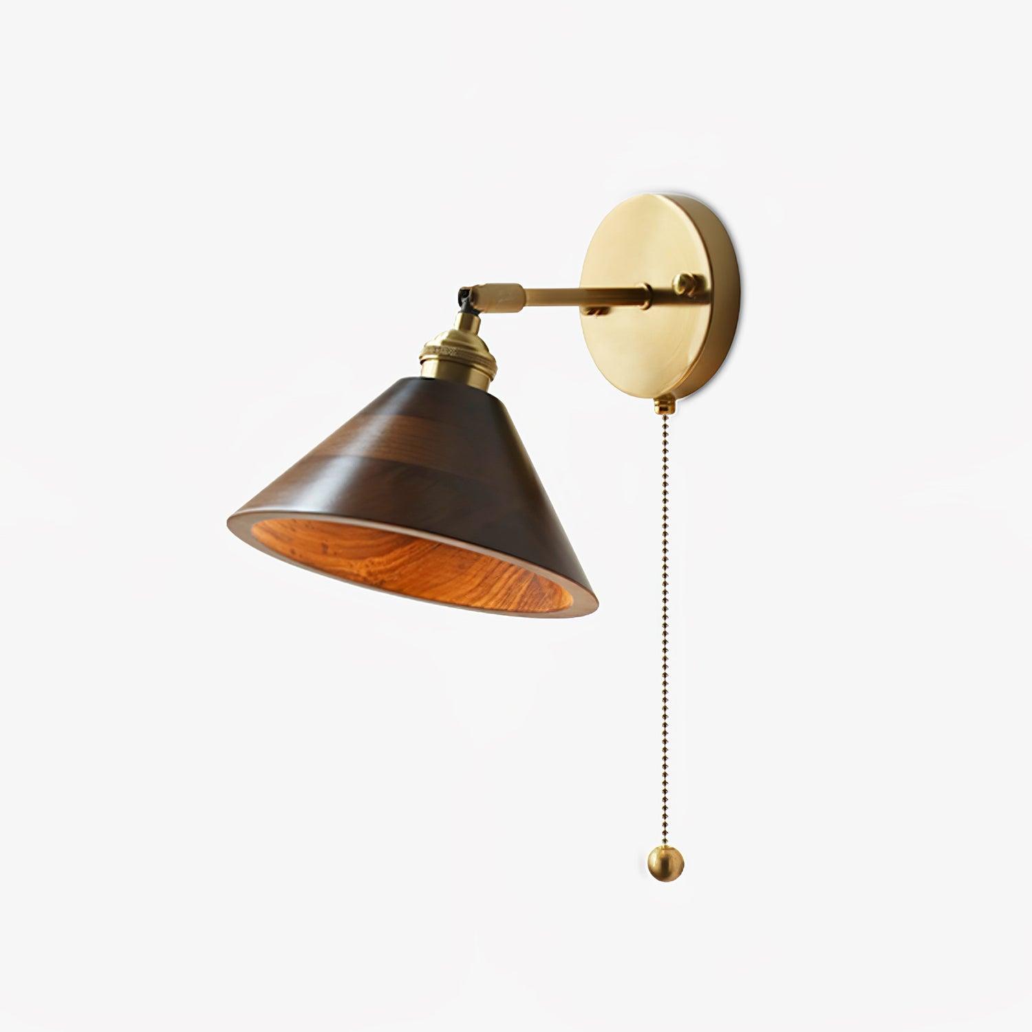 Walnut and Brass Wall Sconce