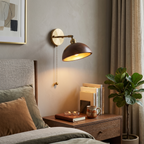 Walnut and Brass Wall Sconce