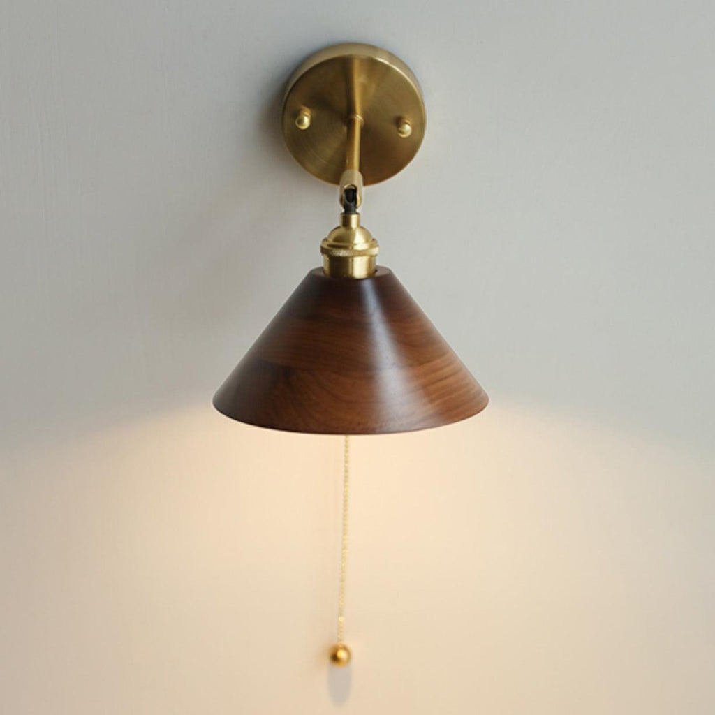 Walnut and Brass Wall Sconce