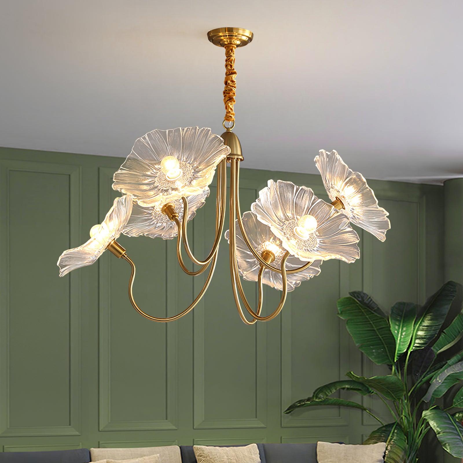Floral Glass Looped Arm Chandelier