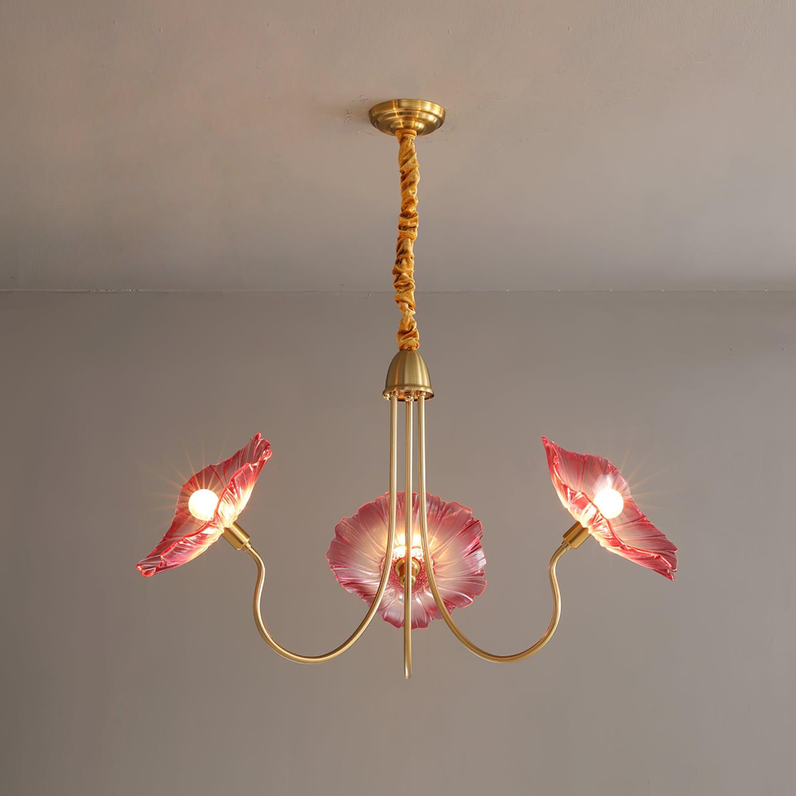 Floral Glass Looped Arm Chandelier
