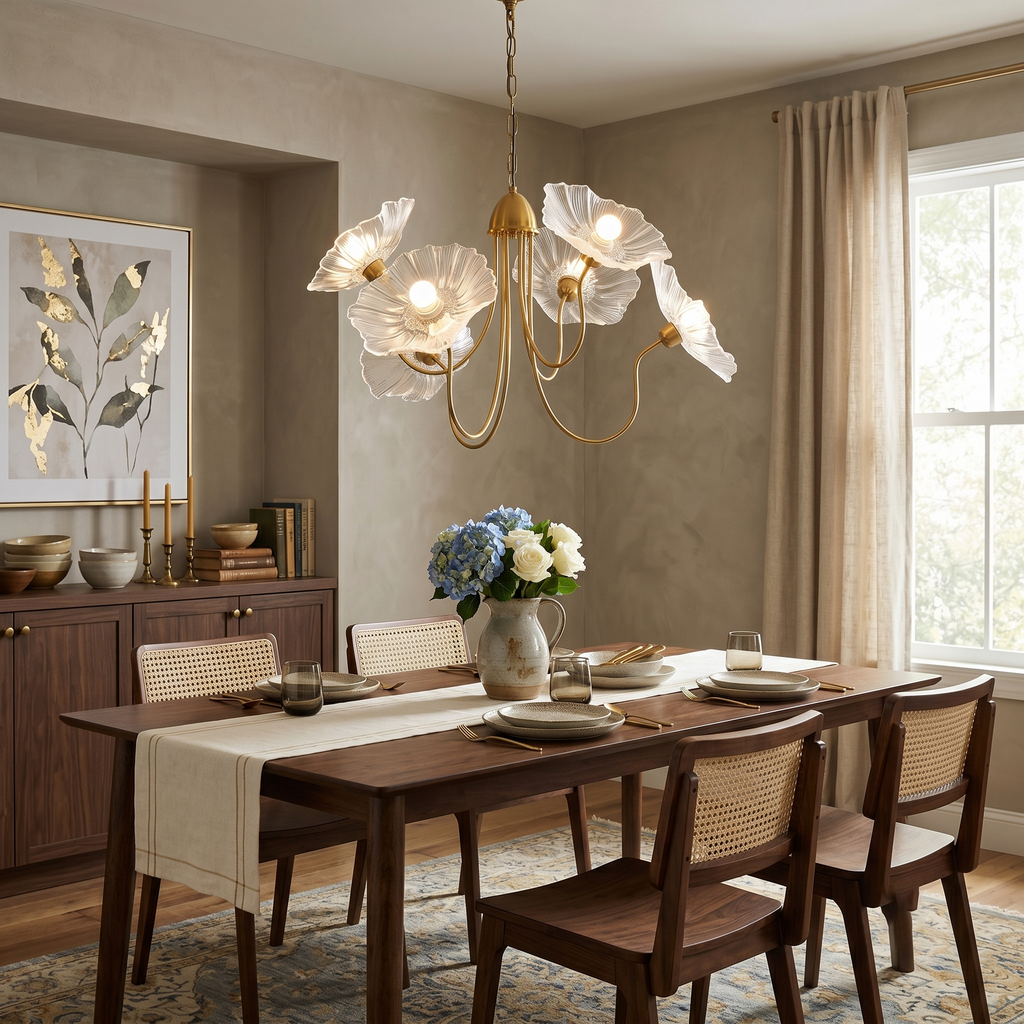 Floral Glass Looped Arm Chandelier