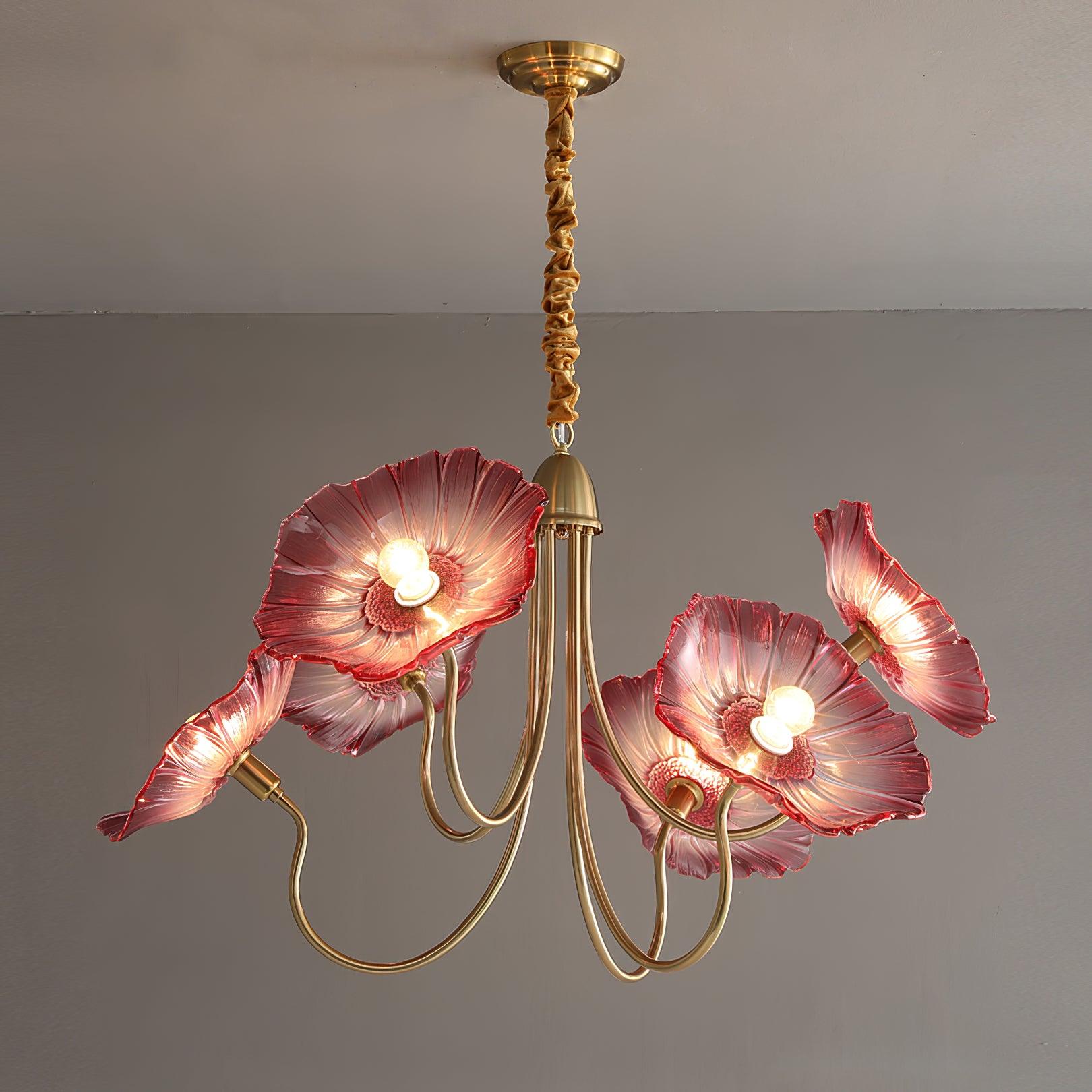 Floral Glass Looped Arm Chandelier