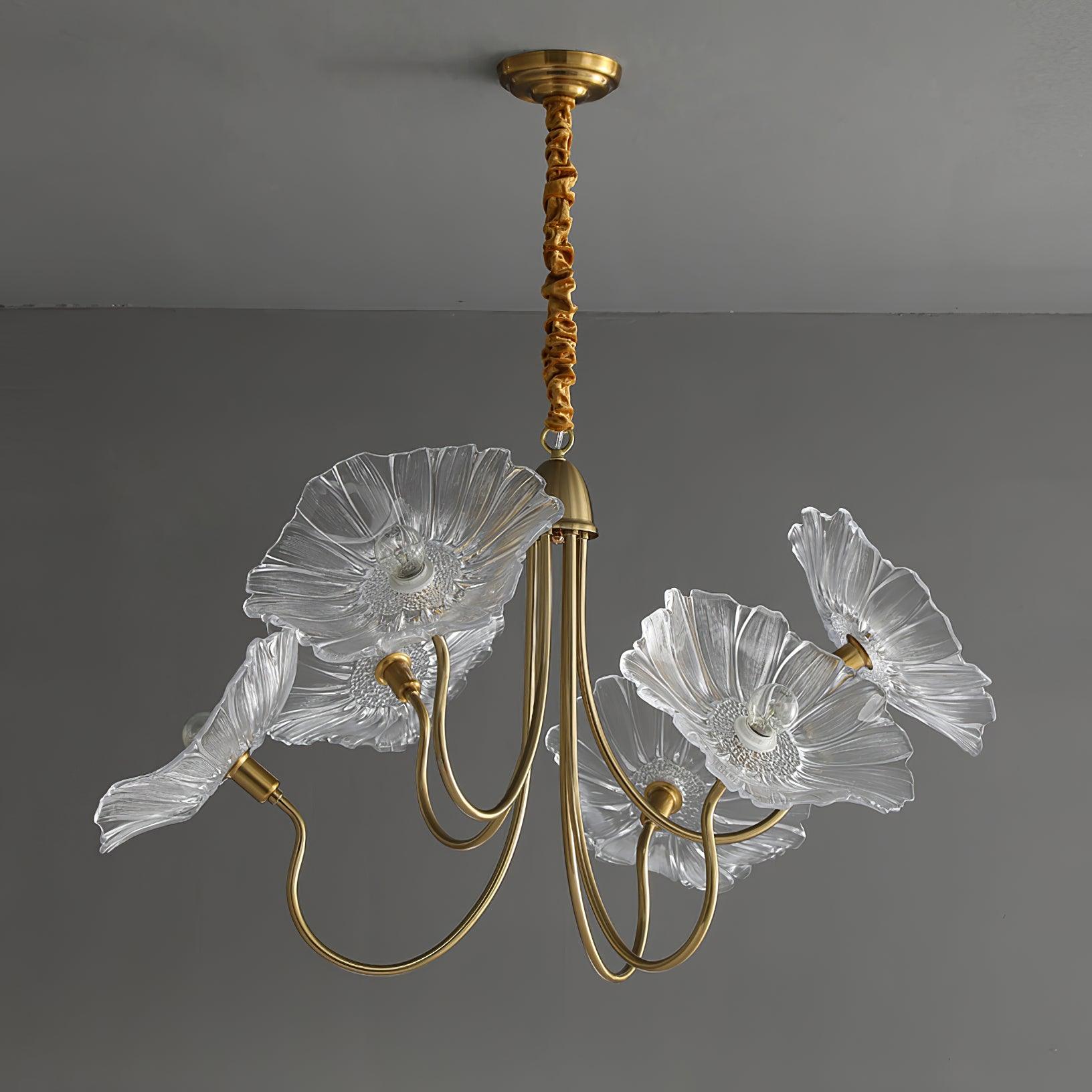 Floral Glass Looped Arm Chandelier