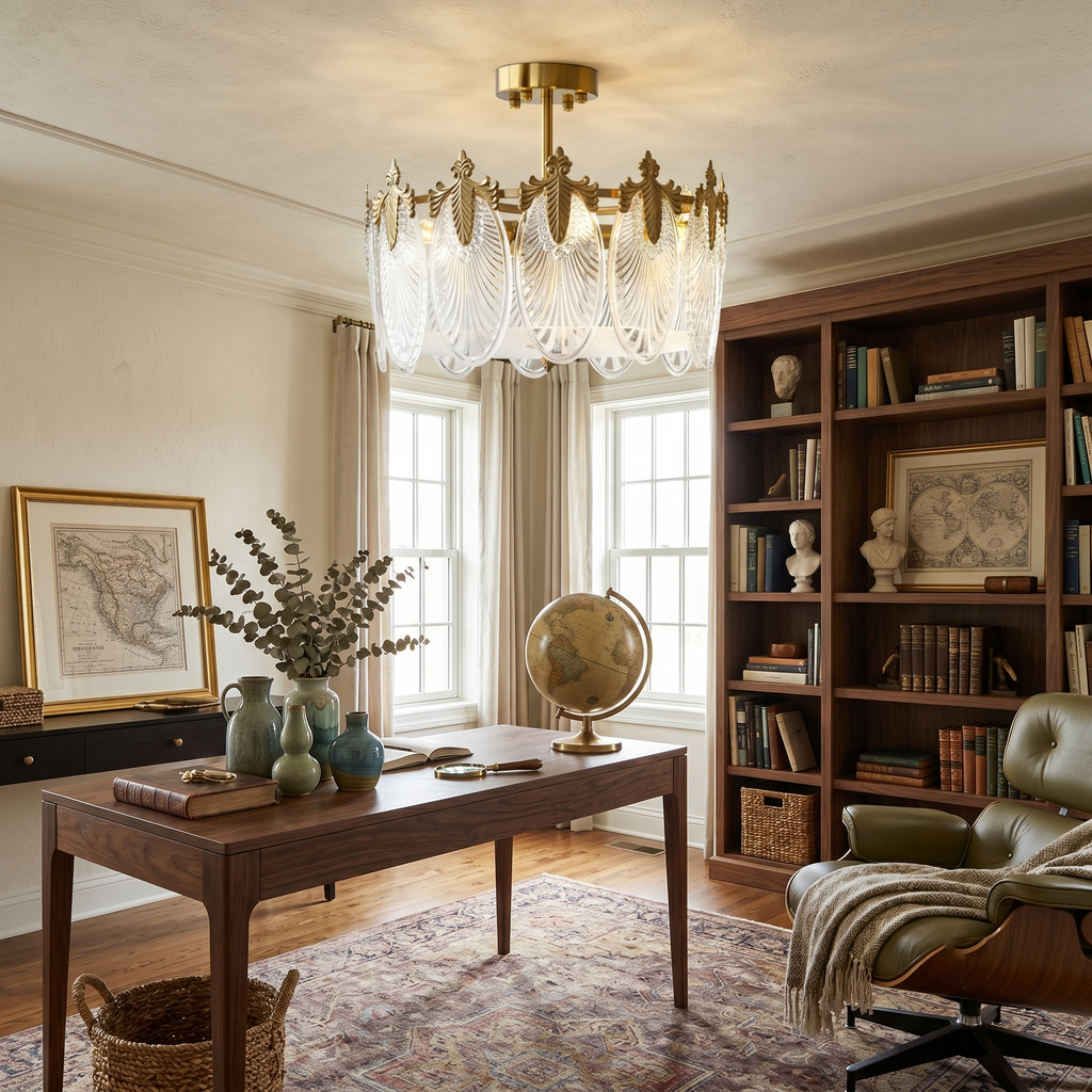 Regency Glass Leaf Chandelier