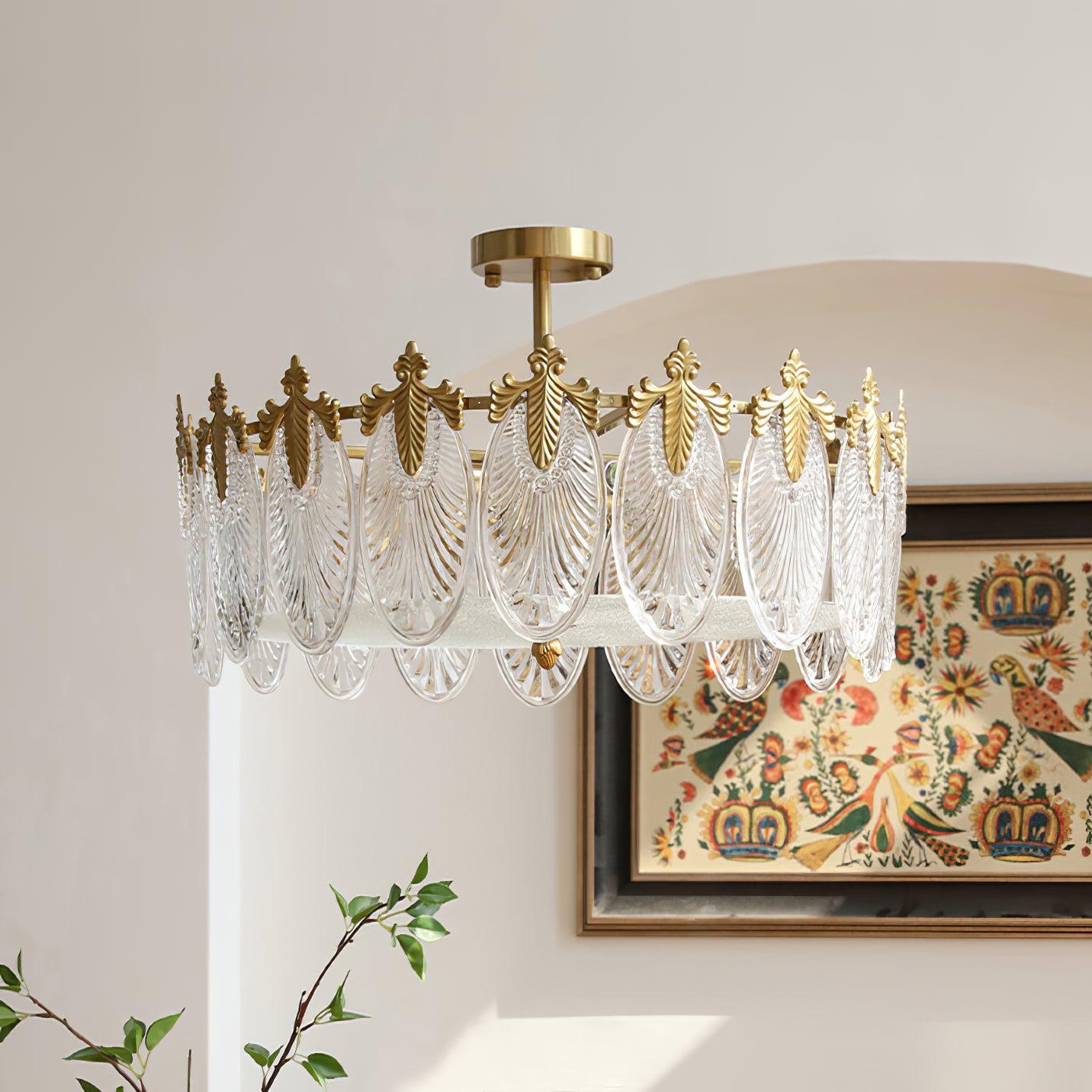 Regency Glass Leaf Chandelier