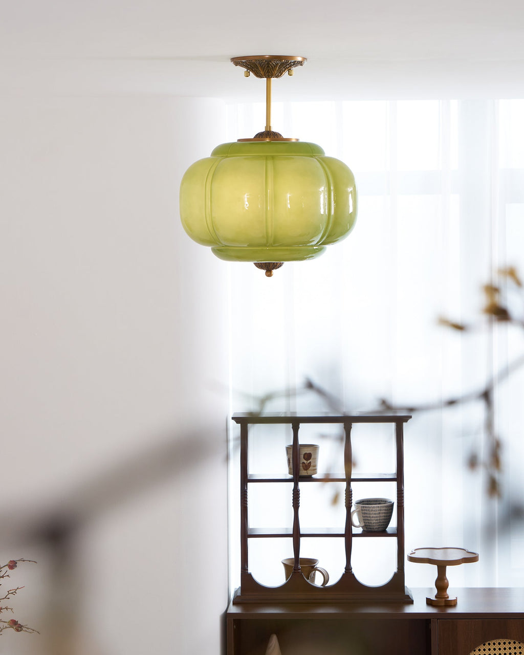 Emerald Glass Vintage Ceiling Lamp