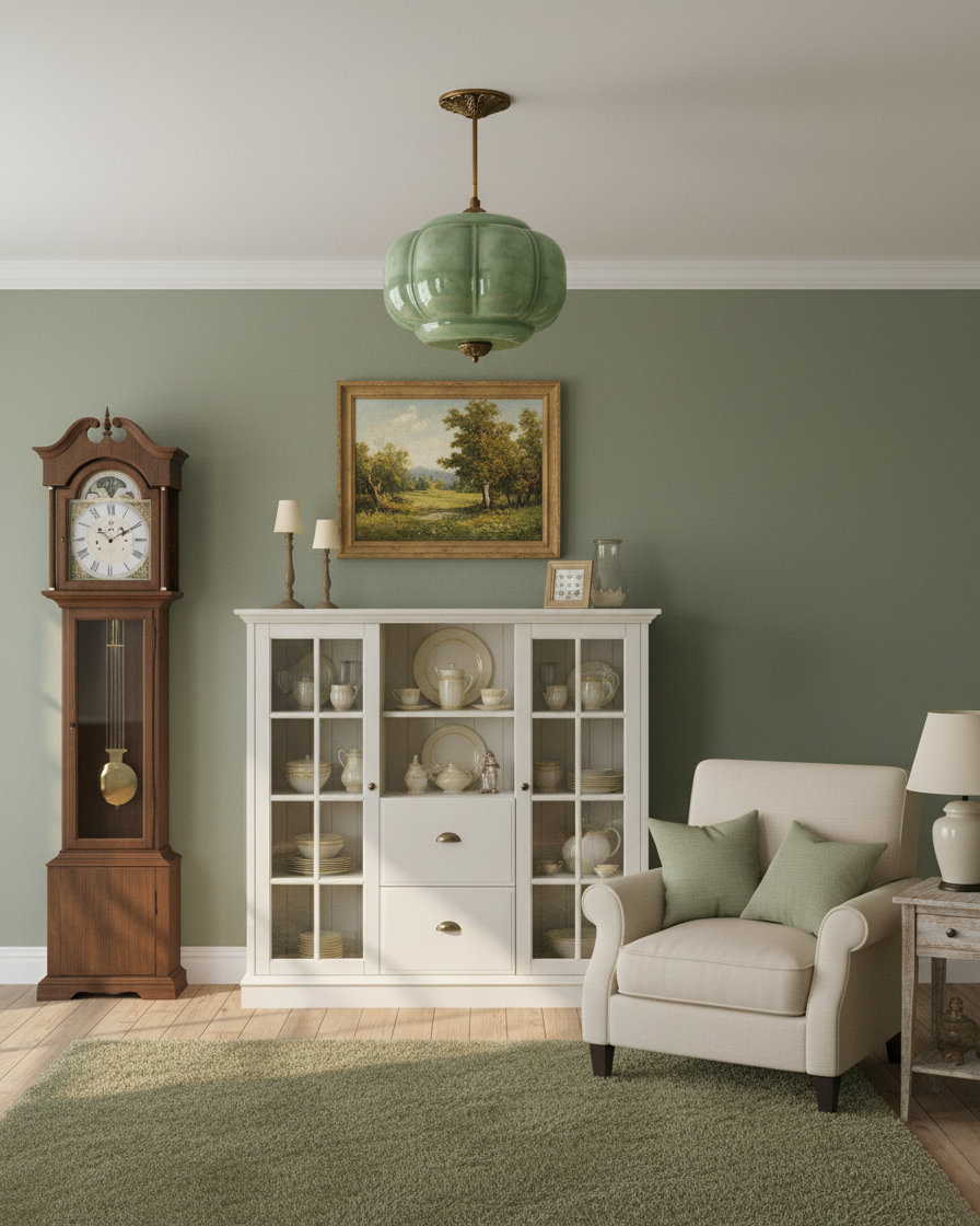 Emerald Glass Vintage Ceiling Lamp