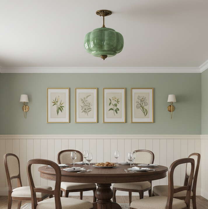 Emerald Glass Vintage Ceiling Lamp