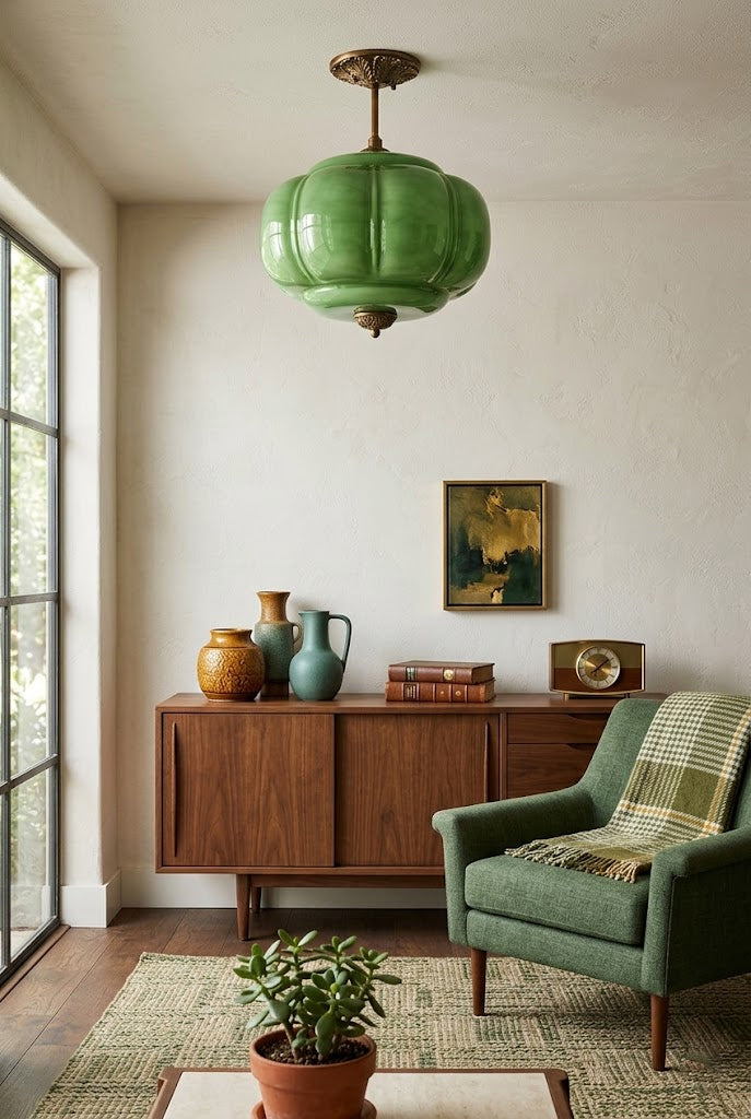 Emerald Glass Vintage Ceiling Lamp
