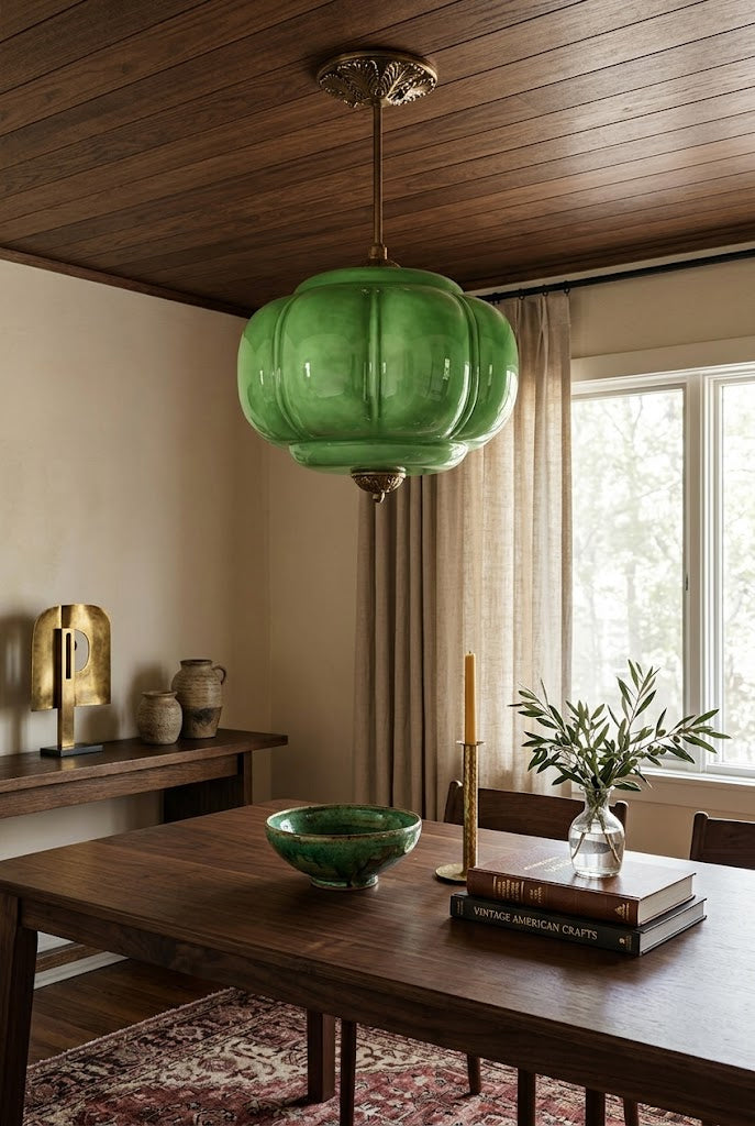Emerald Glass Vintage Ceiling Lamp