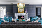 Modern Green Gradient Feather Chandelier in Luxury Living Room