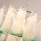 Close Up View of Brass Frame and Multi-Tier Feather Glass Connection Structure