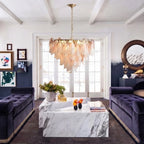 Modern Gradient Petal Art Glass Chandelier in Cozy Living Room