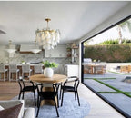 Modern Gradient Petal Chandelier in Contemporary Dining Space