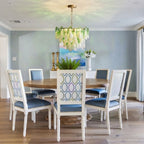 Modern Gradient Petal Art Glass Chandelier in Bright Dining Room