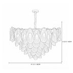 Modern Multi-Tier Gradient Petal Chandelier Line Art Dimension Diagram