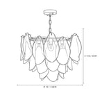 Modern Gradient Petal Art Glass Chandelier Line Art Dimension Diagram