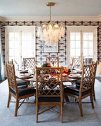 Modern Gradient Petal Art Glass Chandelier in Luxury Dining Area