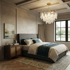 Modern Gradient Petal Chandelier in Master Bedroom Interior