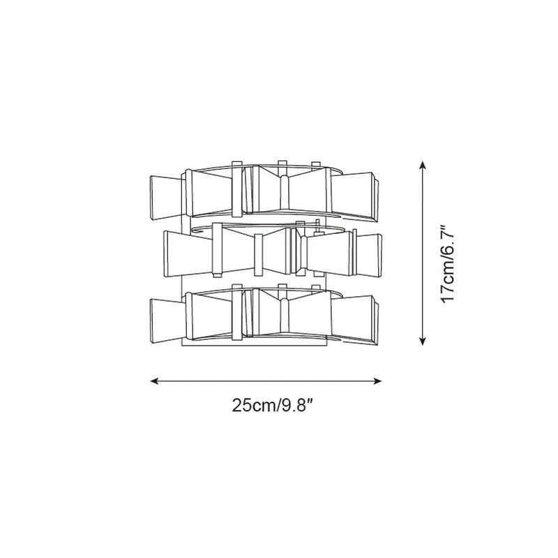 Modern Striped Art Glass Wall Sconce Standard Size Line Art Dimension Diagram