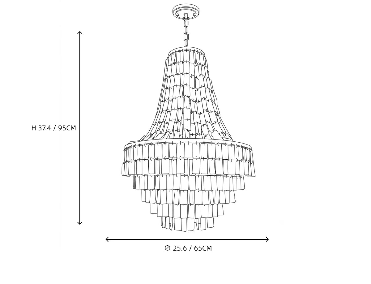 Capiz Shell Empire Chandelier Dimension Line Art Diagram