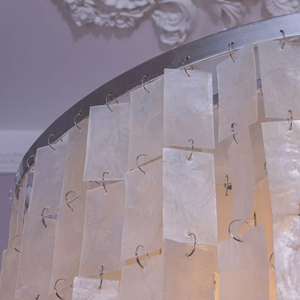 Detail of Metal Frame and Hanging Capiz Shell Strand Rings