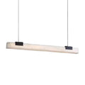 Modern Linear Alabaster Art Glass Pendant Light with Black Hardware on Pure White Background